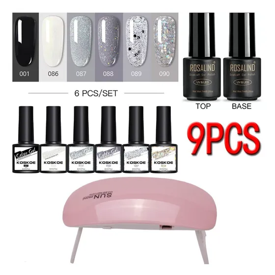 Organic Nails Kit 9 Piezas De Capa Base, Capa Superior Y Mat