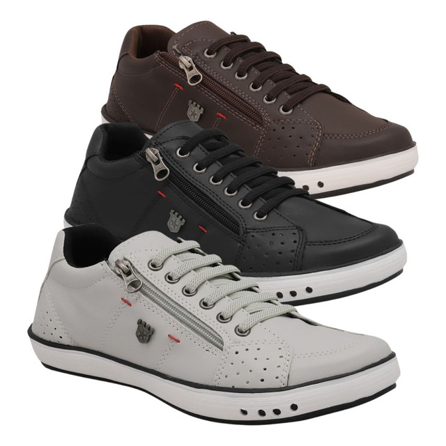 Combo 3 Pares Sapatênis , Leve De Zíper Super Conforto Combo 3 Pares Sapatênis , Leve De Zíper Super Conforto