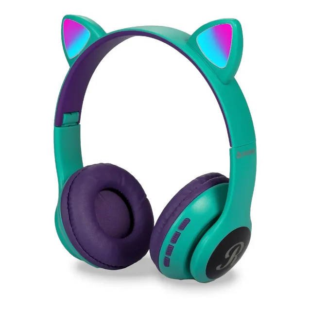 Auriculares Inalámbricos Bluetooth Suono 66SUOM-PK Orejas Gatito Infantil Color Verde