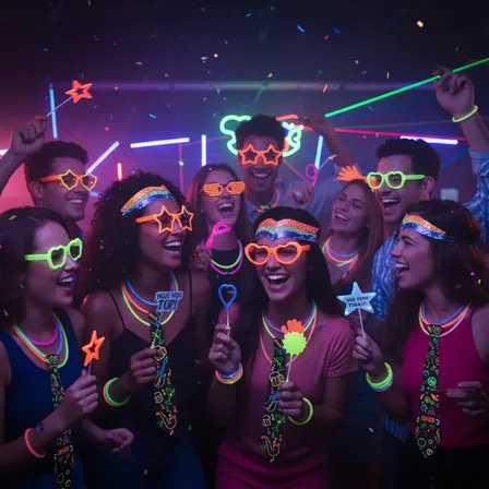 Kit Balada Festa 160 Óculos Tiara Gravata Pulseira Neon
