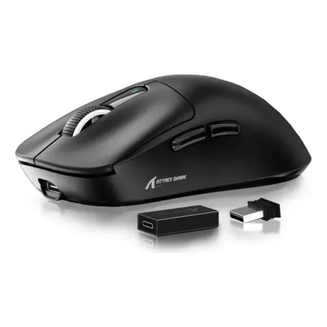 Mouse Gamer Attack Shark X3 Paw3395 Bluetooth Usb 2.4 Ghz 26000 Dpi Color Negro