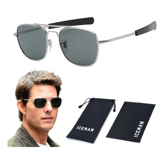 Óculos De Sol Polarizado Piloto Aviador Militar Iceman 139 Cor Prateado
