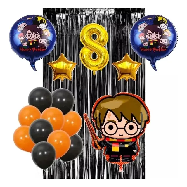 Kit Decoracion Harry Potter+numero80cm+globo 3d+feliz Cumple