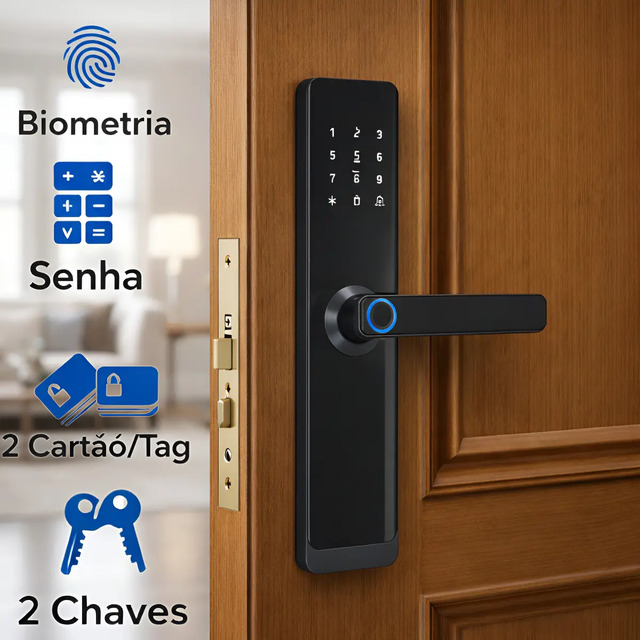 Fechadura EletrĂ´nica C Digital Biometria CartĂŁo Senha Embut Preta Fechadura EletrĂ´nica C Digital Biometria CartĂŁo Senha Embut Preta