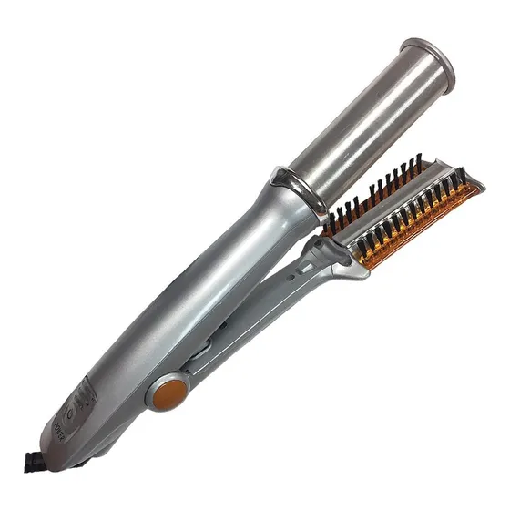 Plancha Giratoria De Cabello Con Cepillo Hasta 350°  Gris