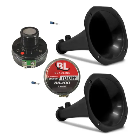 Driver Blauline X 2 Con Corneta Y Capacitor Simil Jbl Bomber
