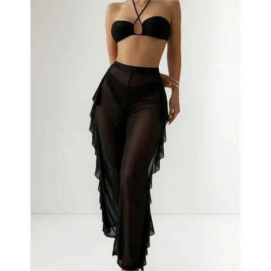 Pantalón Flare Mujer Malla Maya Playero Salida De Baño
