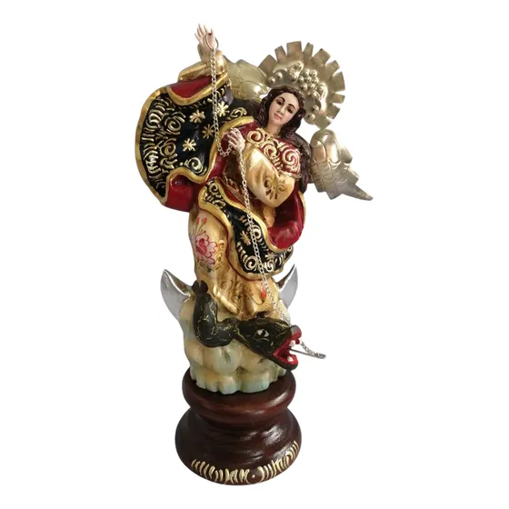 Virgen De Quito 15 Cm. Tallada En Madera