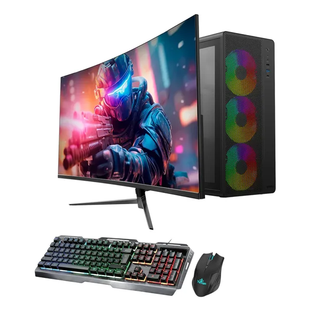 Pc Gamer Ryzen 7 64gb Ram Ssd 1tb Led 24 Curvo 165hz Fte 80+