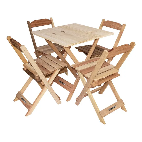 Conjunto Jogos De Mesa Dobrável Bar Lanchonete C/ 4 Cad Cor Pinus