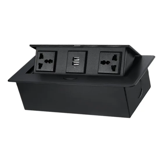 Regleta De Enchufes Integrada Para Escritorio, Enchufe Negro