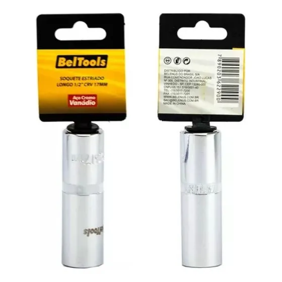 Soquete Estriado Longo Encaixe De 1/2 Crv 17mm Beltools