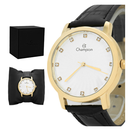 Relógio Champion Feminino Couro Original Dourado Garantia Relógio Champion Feminino Couro Original Dourado Garantia