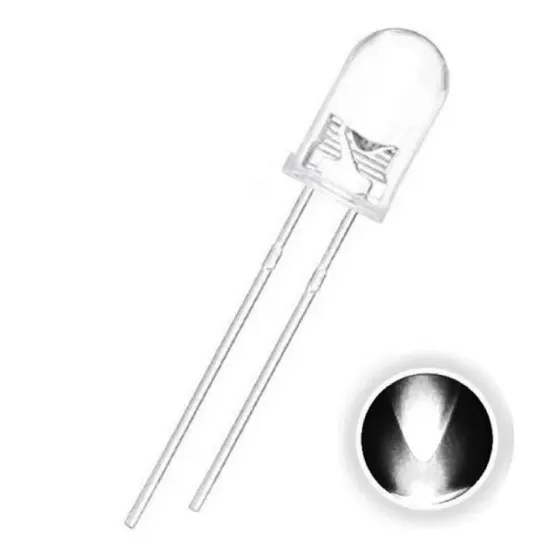 Kit Led 5mm Alto Brilho 10 Pçs Branco Arduino Esp8266 Rasp