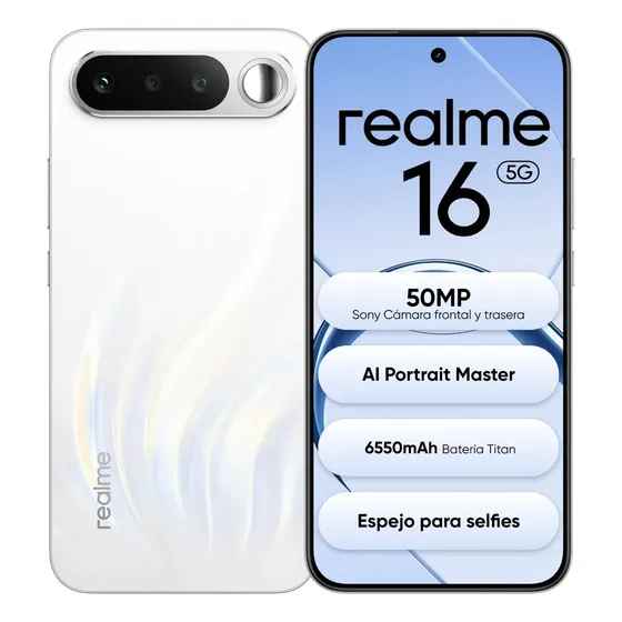 Celular Realme 16 5g Dual Sim 256gb 8gb Ram - Blanco (camara Pro 108mp | Carga 45w)