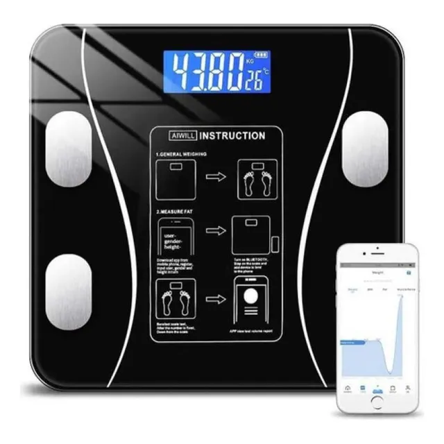 Balanza Baño Profesional 180 Kg Bluetooth Con App Celular