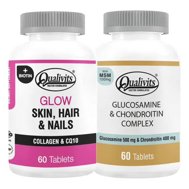 Glow Piel Cabello Uñas + Glucosamina Y Condroitina Qualivits