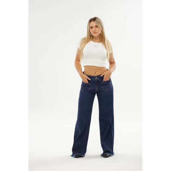 Jeans Wide Leg Mujer Ancho Azul - Moscu