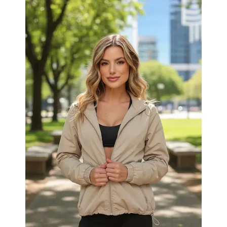 Jaqueta Corta Vento Liso Blusa Feminina Capuz Leve