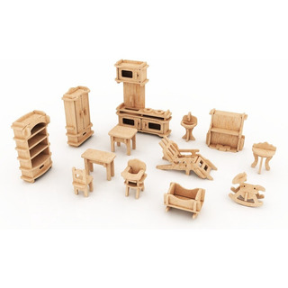 Kit De 34 Muebles Mdf Para Casa De Muñecas. Kit De 34 Muebles Mdf Para Casa De Muñecas.