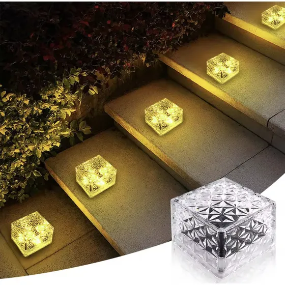Luces Ladrillos De Cubo Hielo 1w Solar Decoración Jardin X 2
