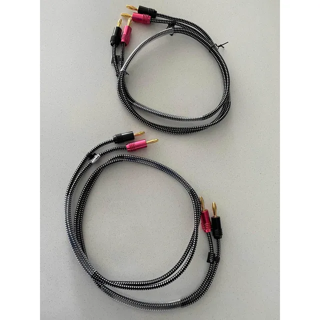 Par Cables Altavoces Trenzado Salida Banana 92cm Largo (3ft)