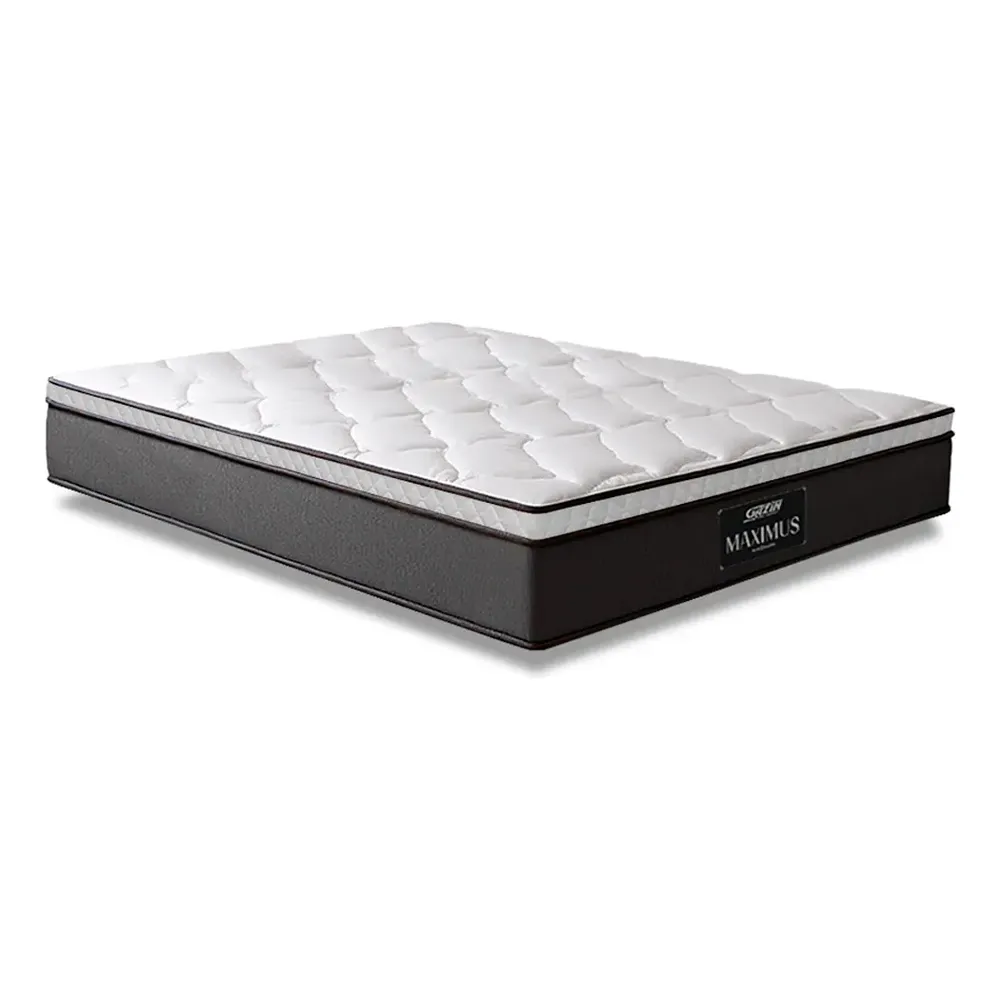 Colchão Casal Molas Ensacadas Euro Pillow Maximus 138 x 188 x 24 cm Gazin cinza e branco suporta até 120kg por pessoa