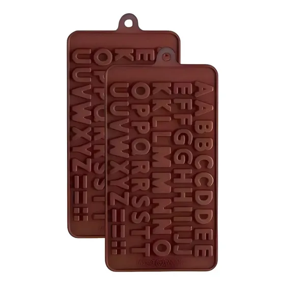 2X Molde De Letras Moldes Para Chocolates Insumos Reposteria Moldes Chocolate Moldes De Silicona Molde Doble Abecedario Color Marrón Pasteleriacl