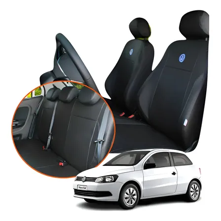 Capa Banco Carro Couro Sob Medida Acolchoada Ajuste Perfeito Preto Voyage G5 G6 2008 Á 2017