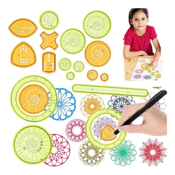 Set Juego Espirógrafo Dibujo Engranaje Entrelazado Espiral