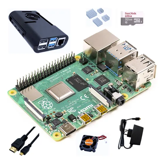 Kit Raspberry Pi 4 Pi4 B 4gb Fonte Case Sd32gb