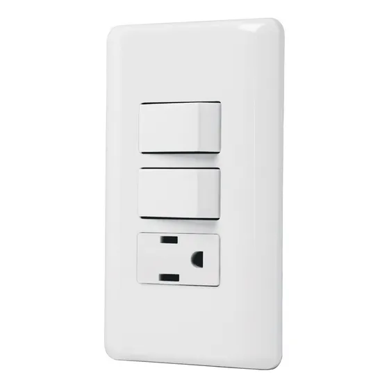 Placa Con 2 Interruptores Sencillos Y Contacto 25081