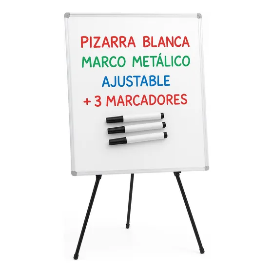 Pizarra Blanca De 120x80 Con Atril Fabricado En Acero + Acc