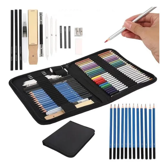 Estojo Lápis Colorido Desenho Pintura Profissional Pincel