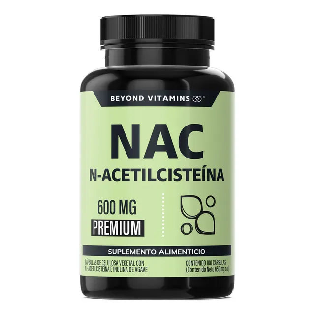 Beyond Vitamins | Nac N-acetil Cisteína 600mg Ultra-premium Con Inulina De Agave (prebiótico Natural) | N-acetyl Cysteine (180 Cápsulas)