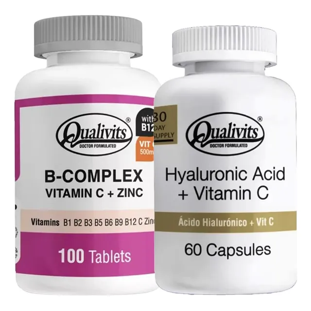 B Complex, Zinc, Vitamina C + Ácido Hialurónico Qualivits