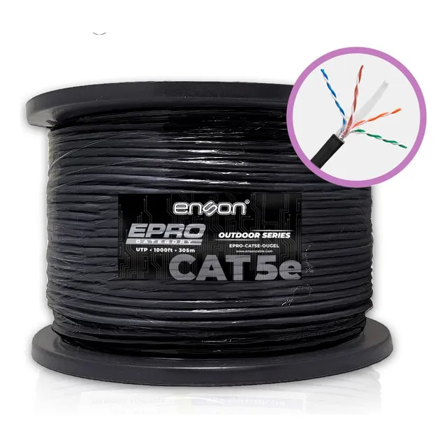 Cable Utp Exterior Con Gel Cat5e 100% Cobre 305mts Negro