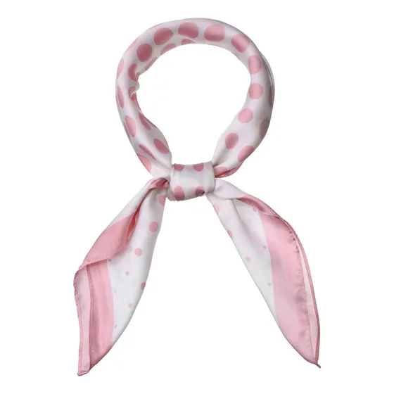 Pañuelo Cuadrado Mujer De Lunares Bufanda De Cuello 70x70cm Color Pink White Diseño De La Tela Polka Dots