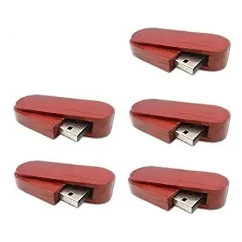 5 Unidad Memoria Usb 2.0 3.0 Madera Roja Giratoria