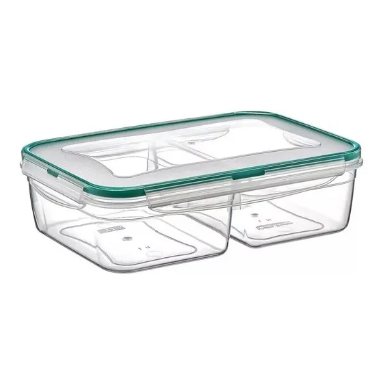 Tupper, Contenedor Envase De Alimentos Con 2 Diviones 1l Color Transparente