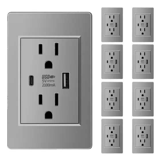 8pcs Toma Corriente Enchufe De Pared 3puertos Del Americanos