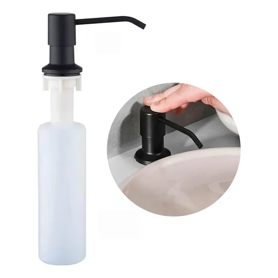 Porta Detergente Sabão Dispenser De Embutir Cor Preto 300ml Aço Inox 304 Brinovar