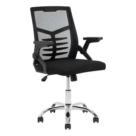 Silla De Escritorio Oficina Ergonomica Apoya Brazos Regulables Y Retractiles Tela Mesh Color Negro