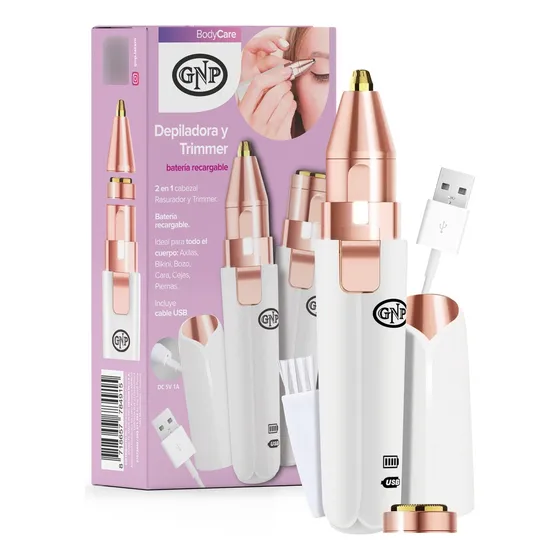 Depiladora Facial Gnp 2 En 1. Recargable Usb Con Trimmer Color Blanco