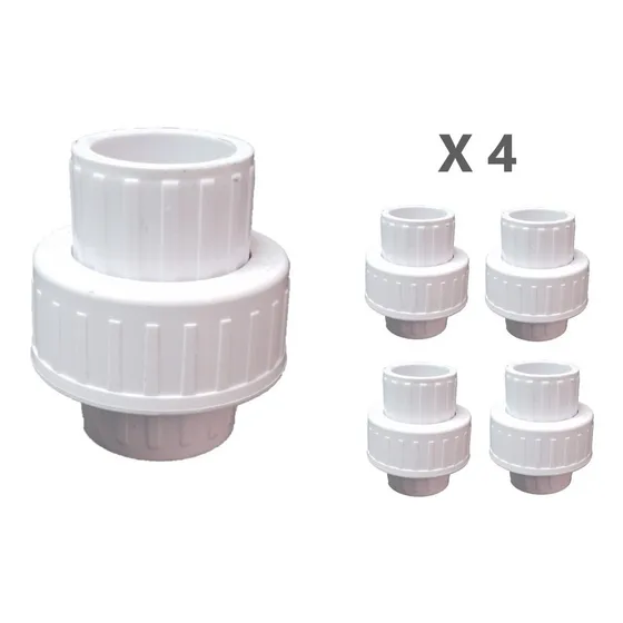 4 Uniones Universal Pcv 3/4 Pulgada Lisa / Pegar - 4unidades