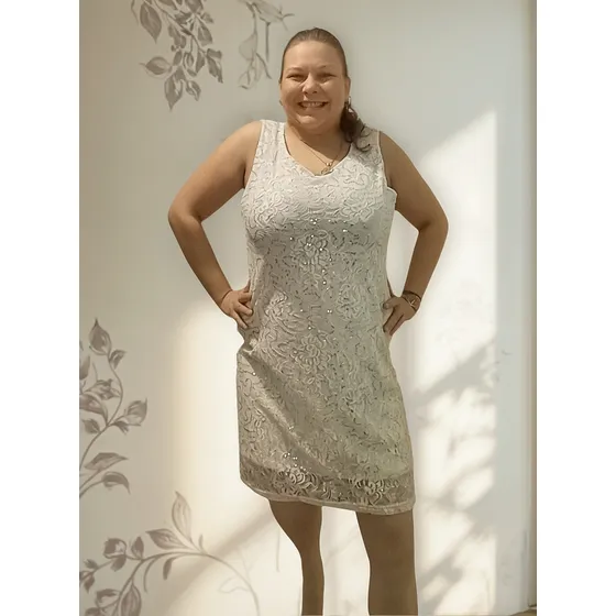 Vestido De Encaje Con Lentejuelas Talles Grandes