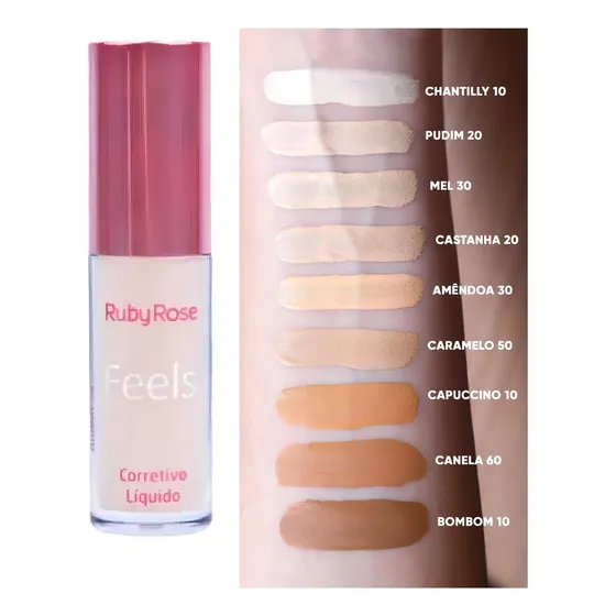 Corrector facial líquido Feels - Ruby Rose Hb8102 Tom Pudim20
