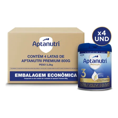 Pack De Fórmula Infantil Premium 1-3 Anos Com 4 Unidades Pesando 800g Cada Aptanutri