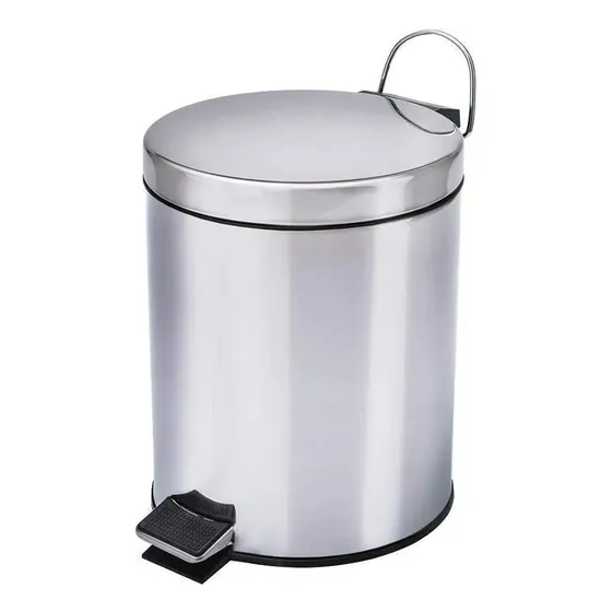 Cesto De Lixo 3l Inox C/ Pedal Abre Tampa Banheiro E Cozinha Cor Cinza