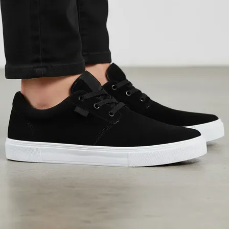 Tênis Masculino Feminino Skate Casual Skatista Moda Original Preto/branco Camurça 37 Br